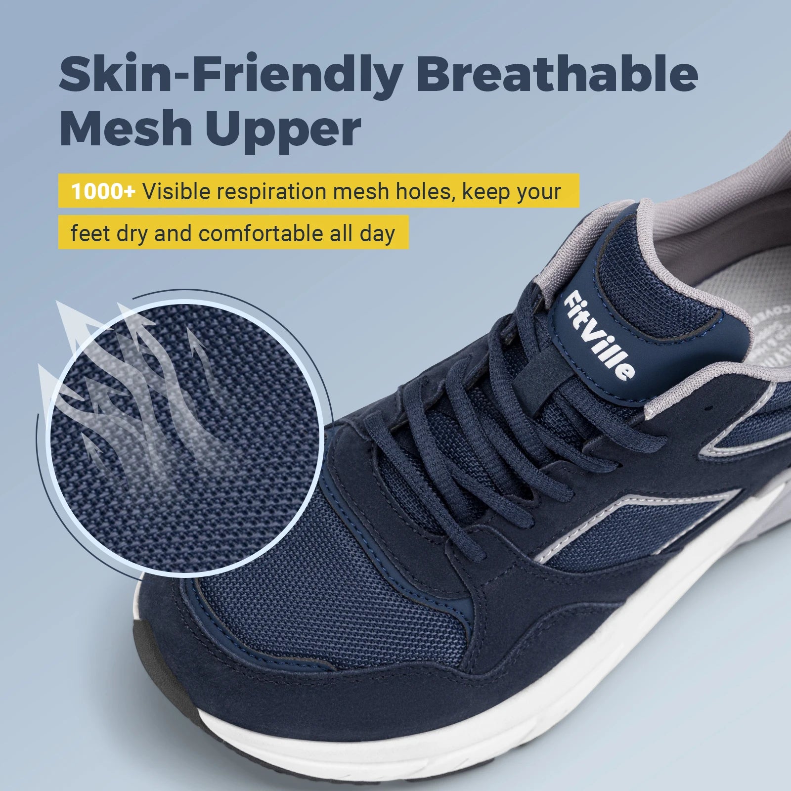 Hardloopschoenen voor heren, brede sneakers met ondersteuning van de voetboog voor platvoeten, verlichting van hielpijn en plantaire fasciitis