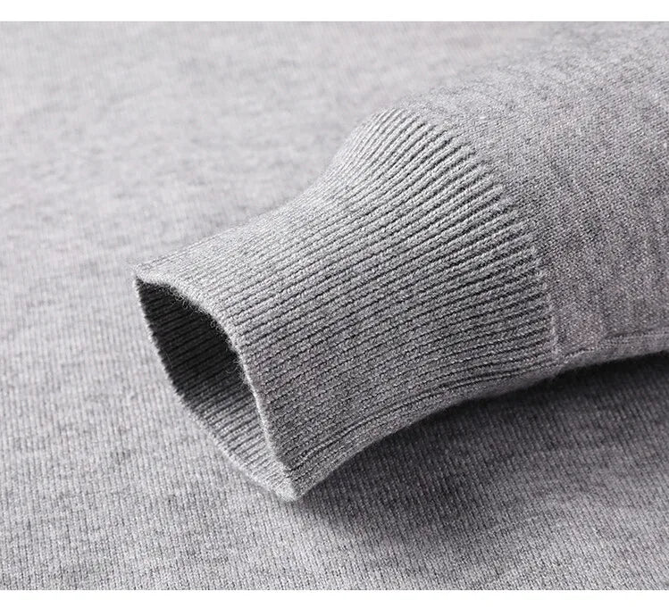 Unisex Knit Sweater Dark Navy False Two-Piece Design Thickened Layered Look With Built-in Collar Soft Touch & Warm Sweater For Men & Women