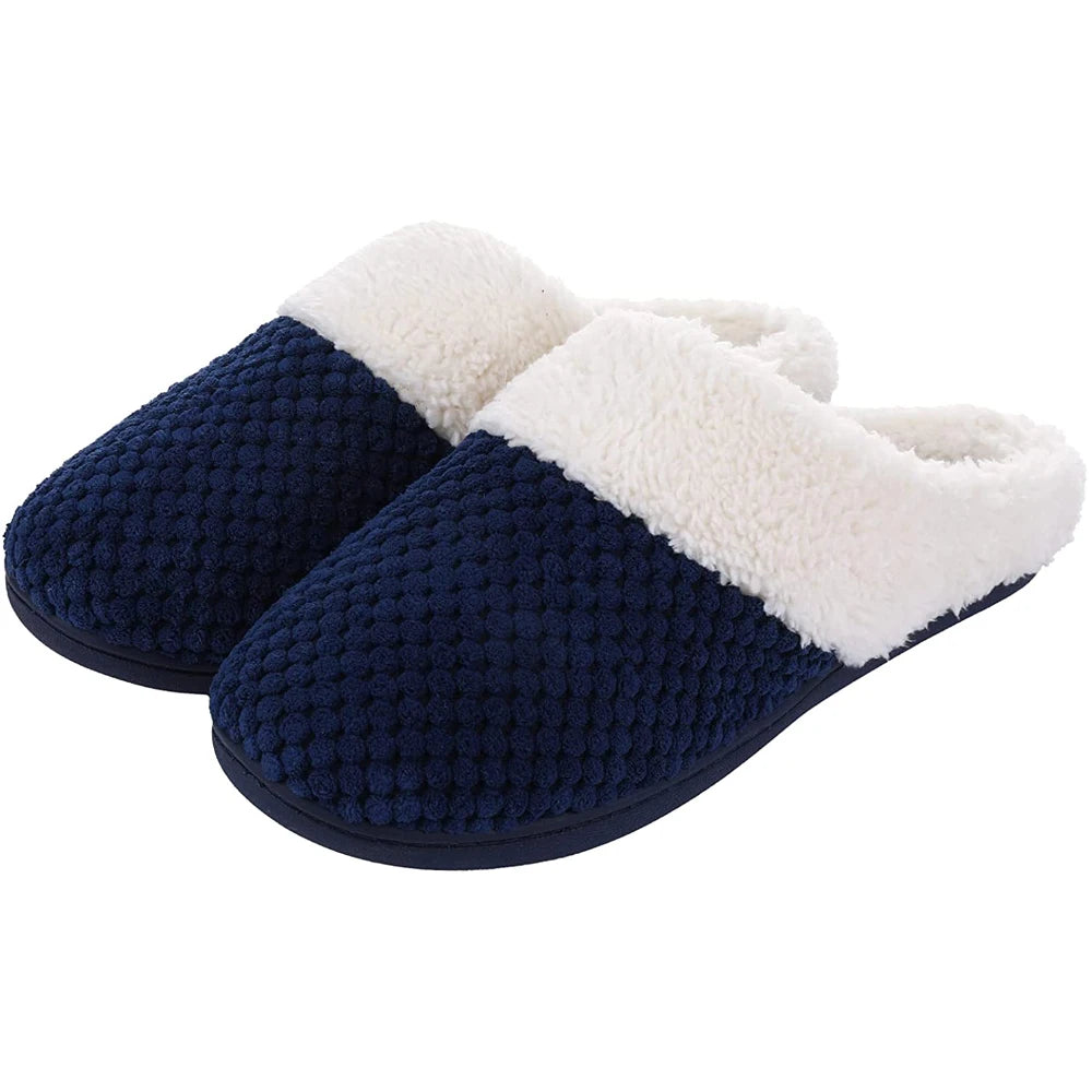 Unisex Winter Fur Slippers Warm Cosy Plush Fluffy Home Cotton Shoes Plush Anti-Skid and Indoor Furry Slippers For Men & Women