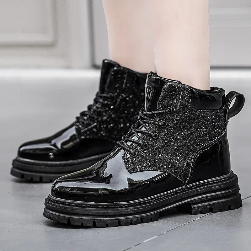 Fashion Women Casual Boots Black Outdoor Lady Luxury Brand Motorcycle Boot High Top Autumn Female Popular Leisure Walking Boots