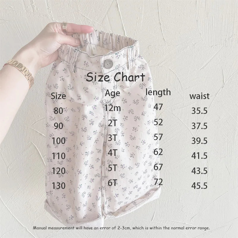 Autumn Kids Pants Floral Girls Boys Trousers Children's Clothes 12M-6T Unisex