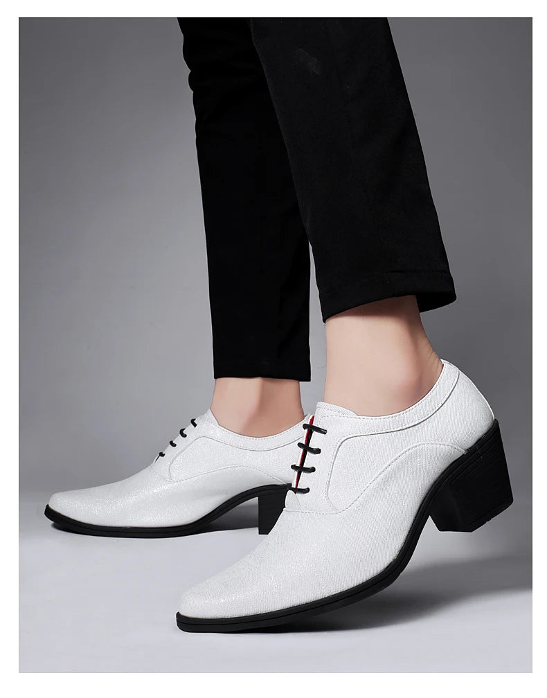 European Style Men Retro Height Heel Formal Dress Oxfords Shoes Purple Gold Male Wedding Party Evening Dressing Shoes