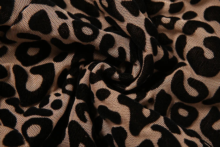 Autumn Sexy Leopard Mesh Jumpsuit Women Sexy Hipster Zip Stretch Midnight Workout Clubwear Fitness Street Overalls