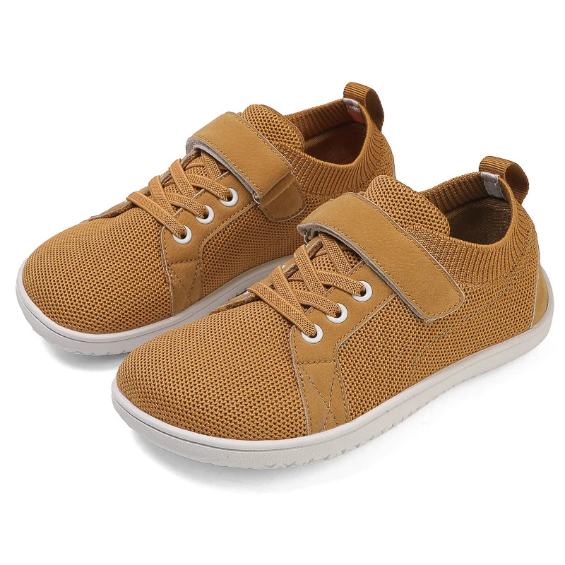 Wide Toe Barefoot Sneakers for Boys & Girls - Lightweight Non-Slip Kids Walking Skate Shoes Comfortable Breathable Soft Material