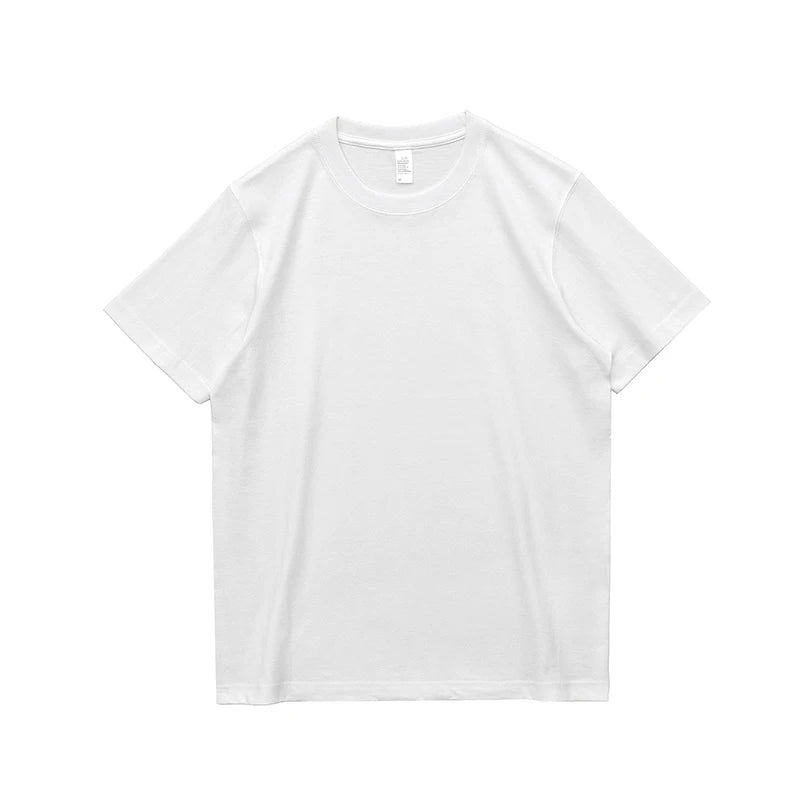 2025 Zomer Nieuwe Amerikaanse Retro 245G Korte Mouw O-hals Effen Kleur T-shirt Herenmode Eenvoudige 100% Katoen Gewassen Casual Tops