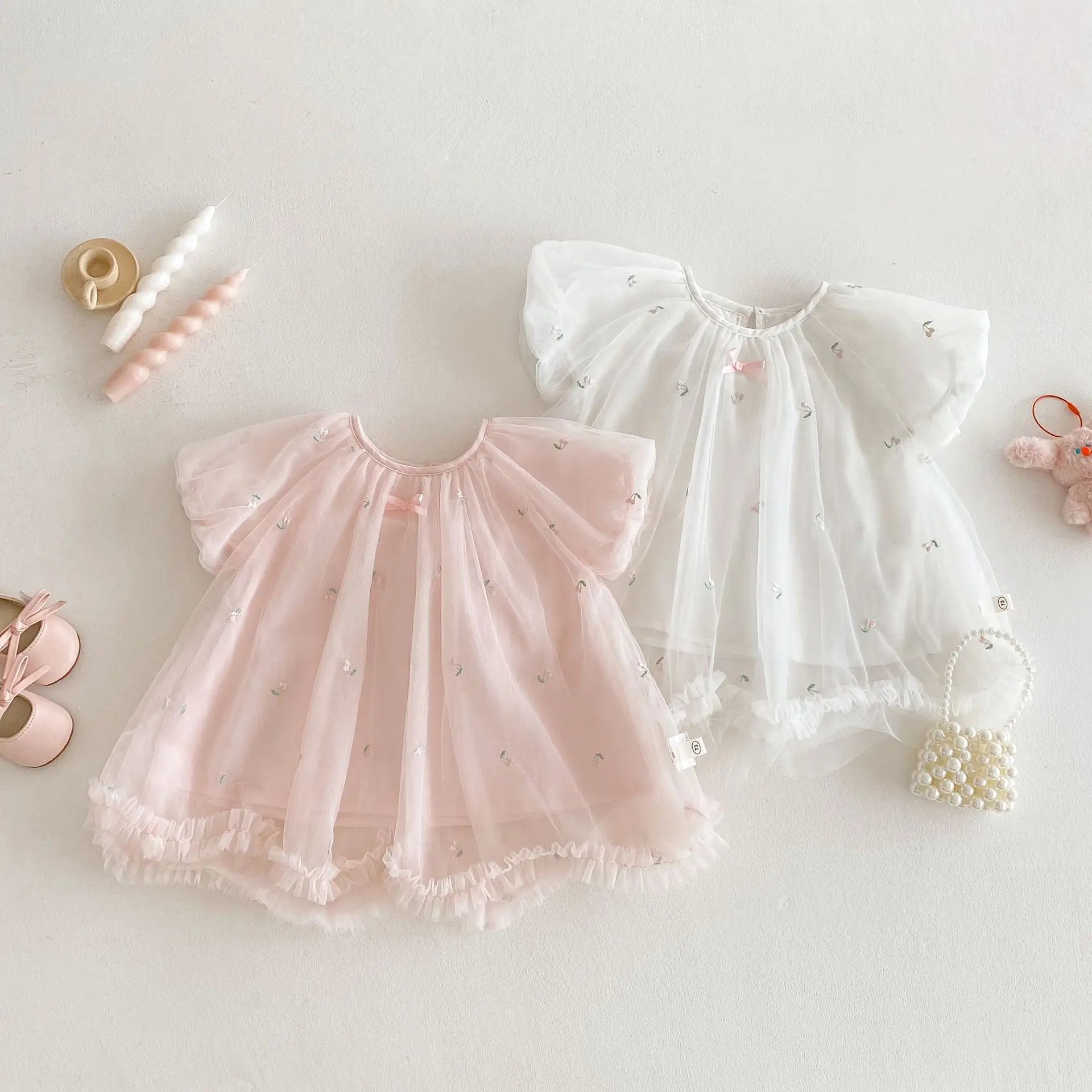 2025 Summer Girls' Clothing Baby Children's Exquisitely Embroidered Tulle Princess Dresses Kids Birthday Dress 0-5Y Girls