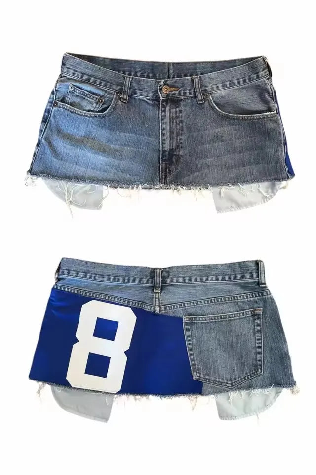 High-Waisted Y2K Mini Skirt for Women Denim Short Skirt with Applique Print Gothic Street Hip-Hop Harajuku Vintage Sexy Loose Casual Skirt