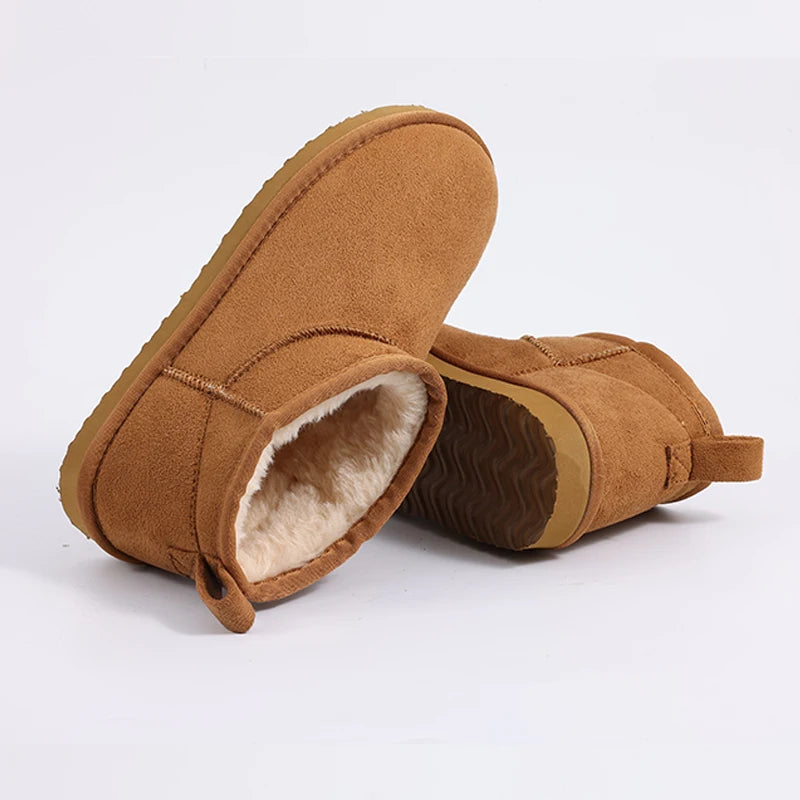 Women's Winter Snow Boots Classic Fur Plush Ankle Shoes Outdoor and indoor Use With Anti-Skid Warm Fuzzy Cotton Shoes