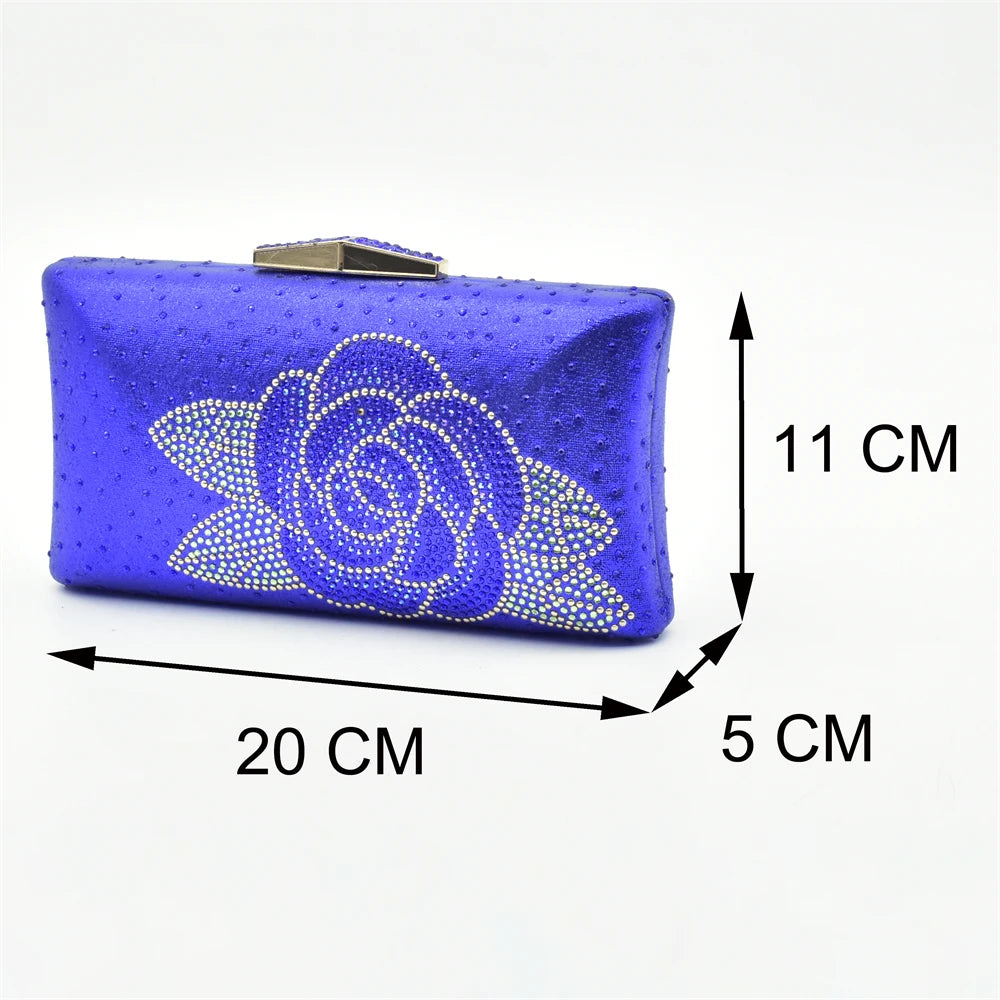 Women's Italian Shoes with Matching Bags Set Decorated with Rhinestone Open Toe Ladies' Slippers Shoes