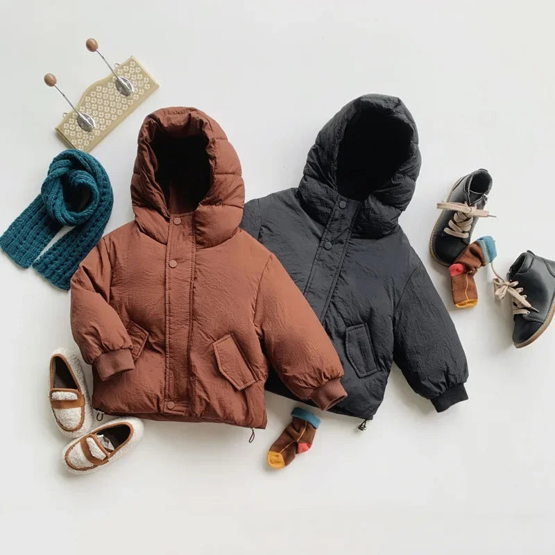 Children's Down Jacket Winter New Kid's Clothing Korean Version Boys Loose Solid Colour Thick Coat Girls Warm Outwear 2-7Y Unisex