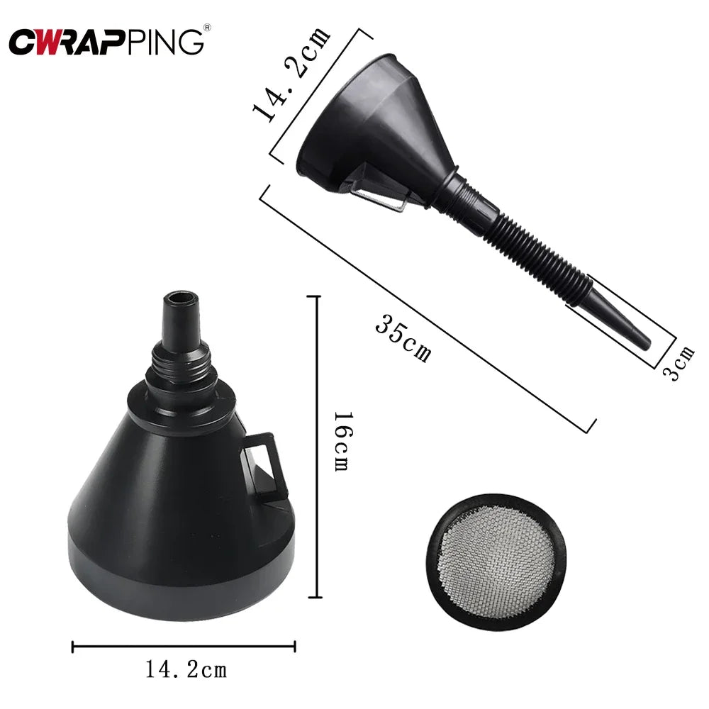 Engine Refueling Funnel with Filter for Car Motorcycle Truck Oil Gasoline Filling Strainer Extension Pipe Hose Funnels Tool