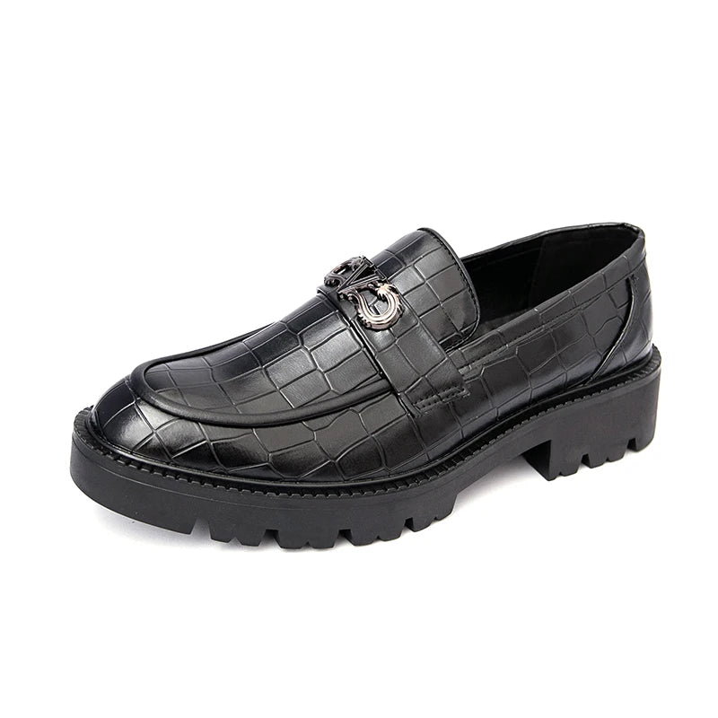 Men Height Increasing Casual Loafers Thick Bottom Male Dress Formal Shoes Slip-on Adult Leisure Loafers