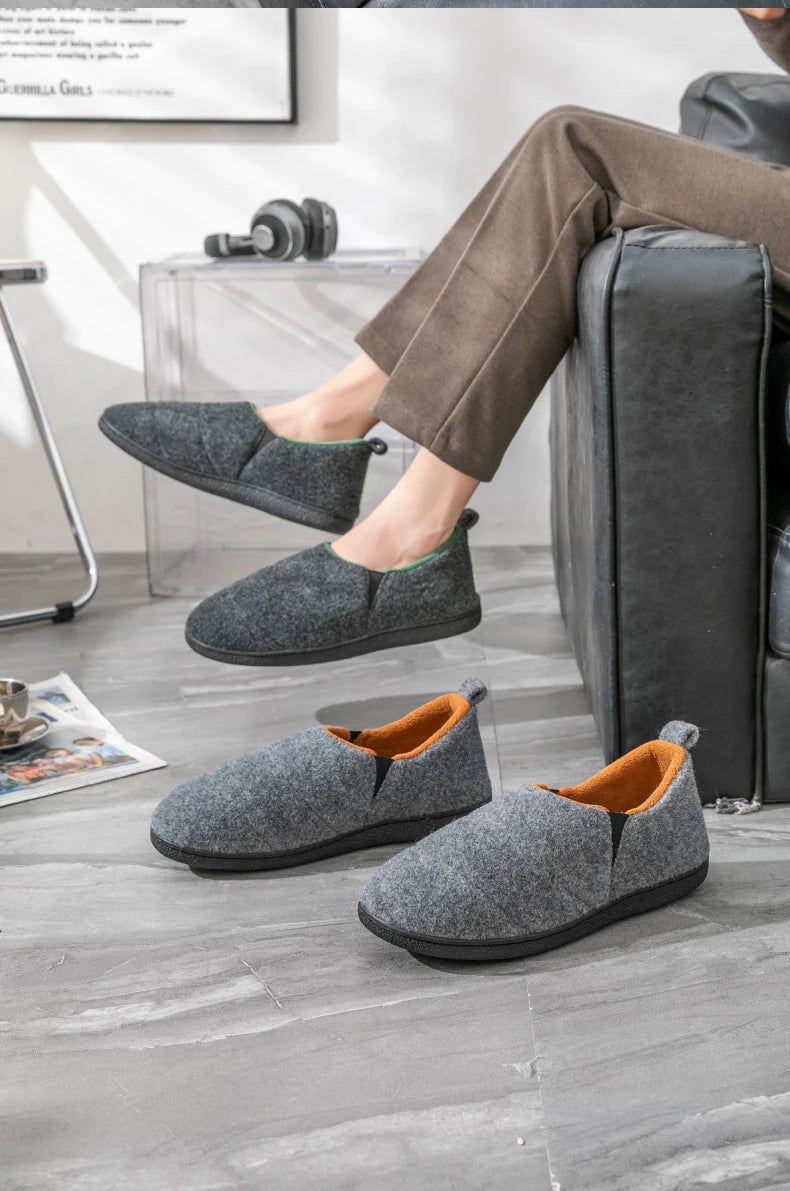 Men's Winter Plush Slippers Warm Fuzzy Soft Bottom Slides Comfortable Bedroom Shoes Indoor Male Anti-Slips Slippers