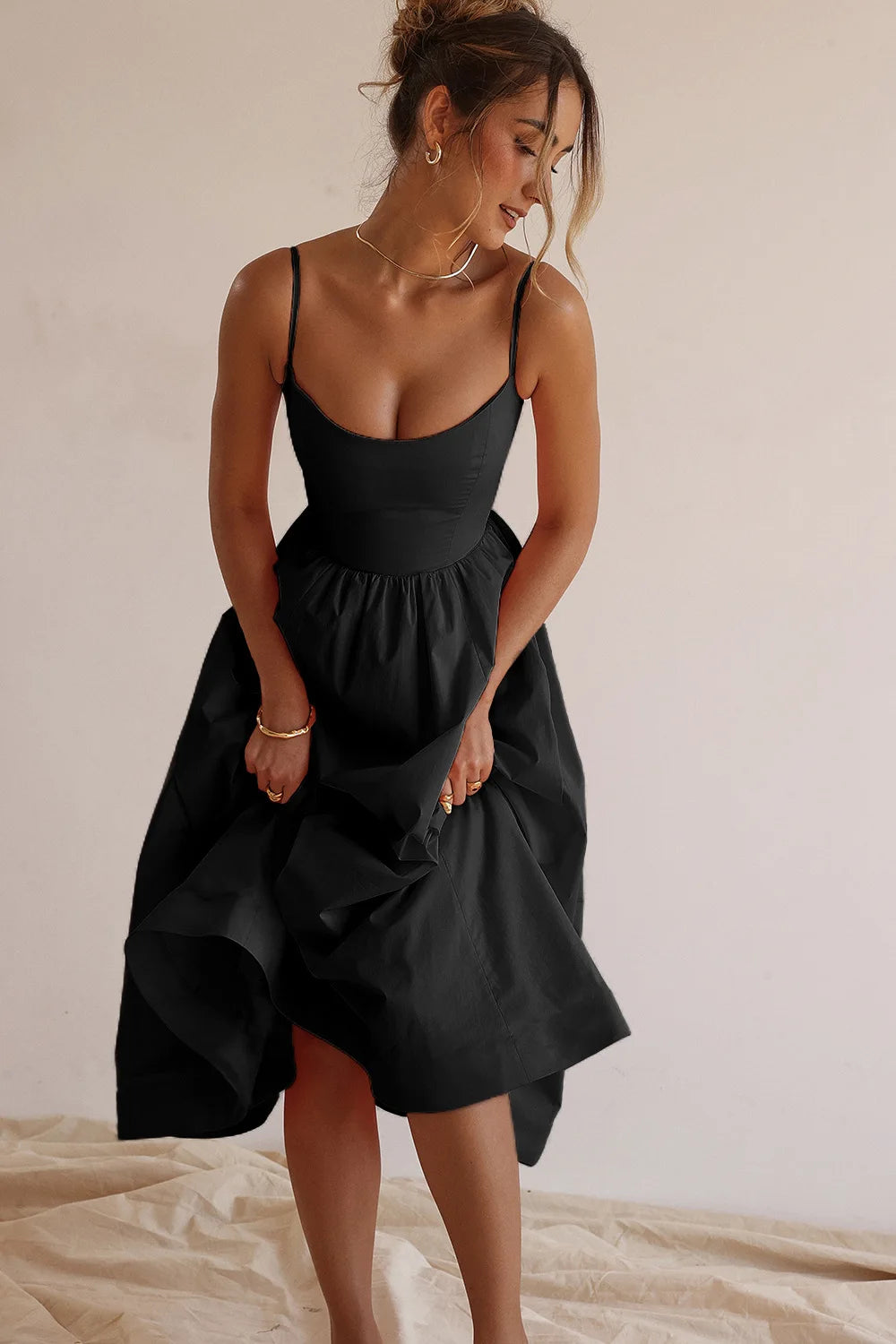 Chic Elegant Party Dresses for Women Solid Spaghetti Strap Sleeveless Long Dress Holiday Beach Sundress Robe Femme Été