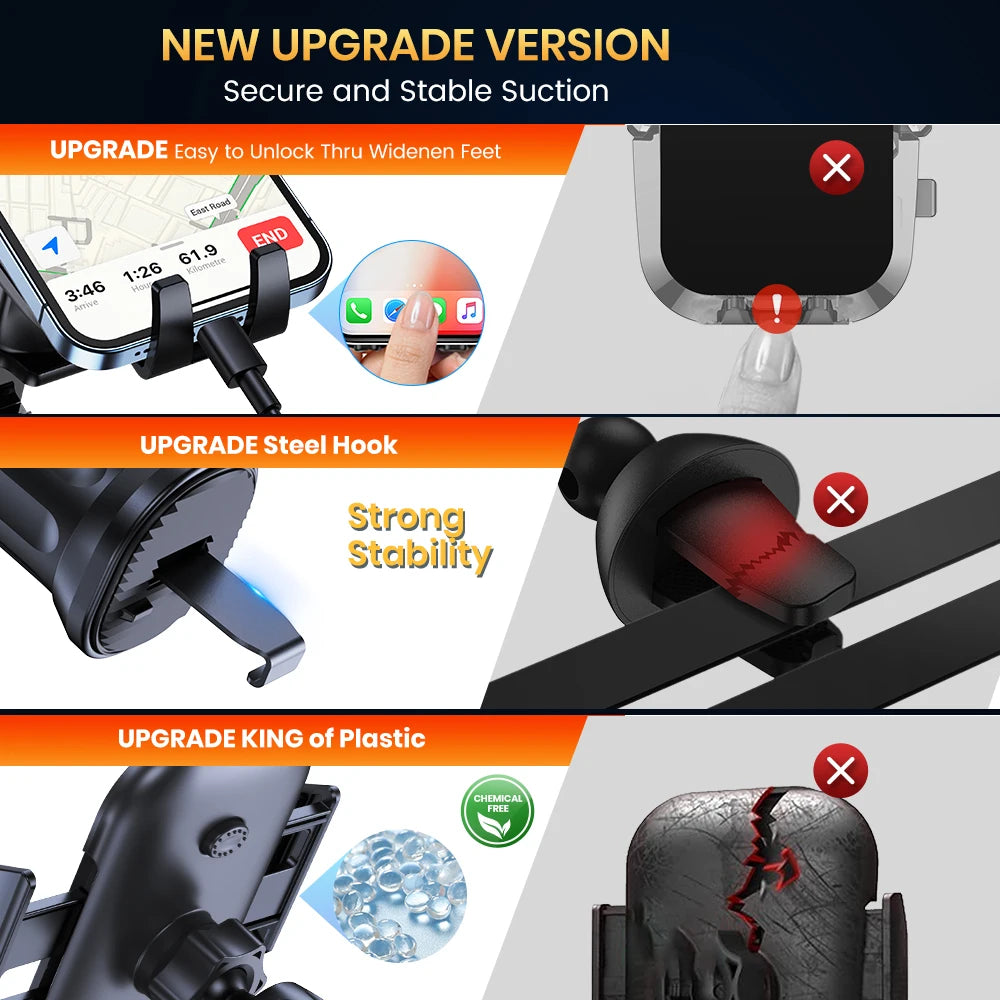 Car Phone Holder Mount,TOPK Upgrade Auto Locking Universal Phone Stand Holder with Hook Clip for Car Air Vent for iPhone Samsung