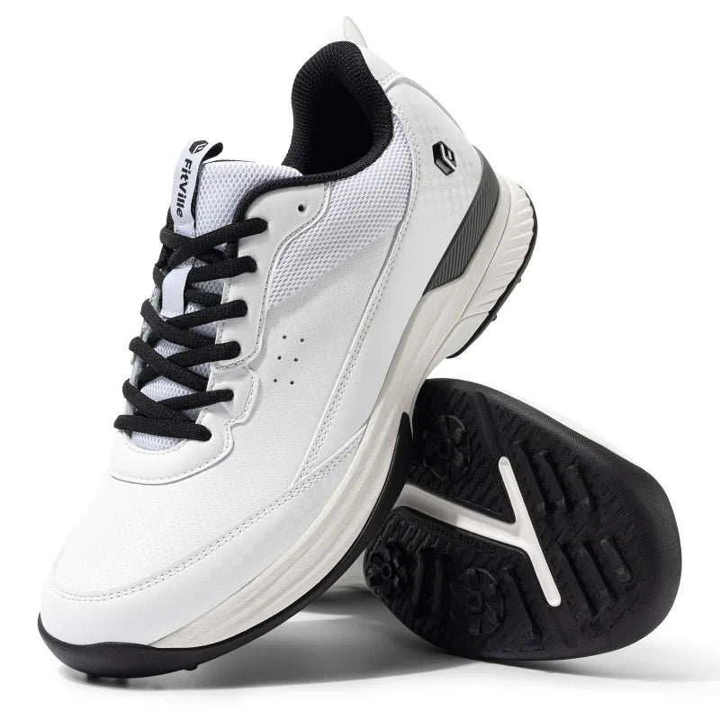Men's Wide Golf Shoes Professional Outdoor Water Resistant Golf Shoes for Course with Spikes