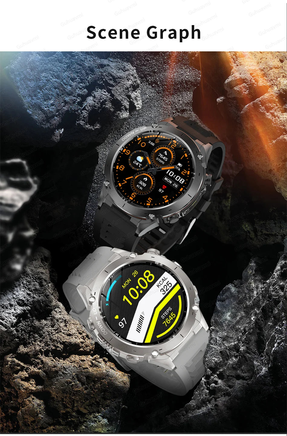 2025 New Rugged Military GPS Smart Watch Built-In GPS Tracker Compass Sports Fitness Tracking Smartwatch - Compatible with HUAWEI & Xiaomi IOS