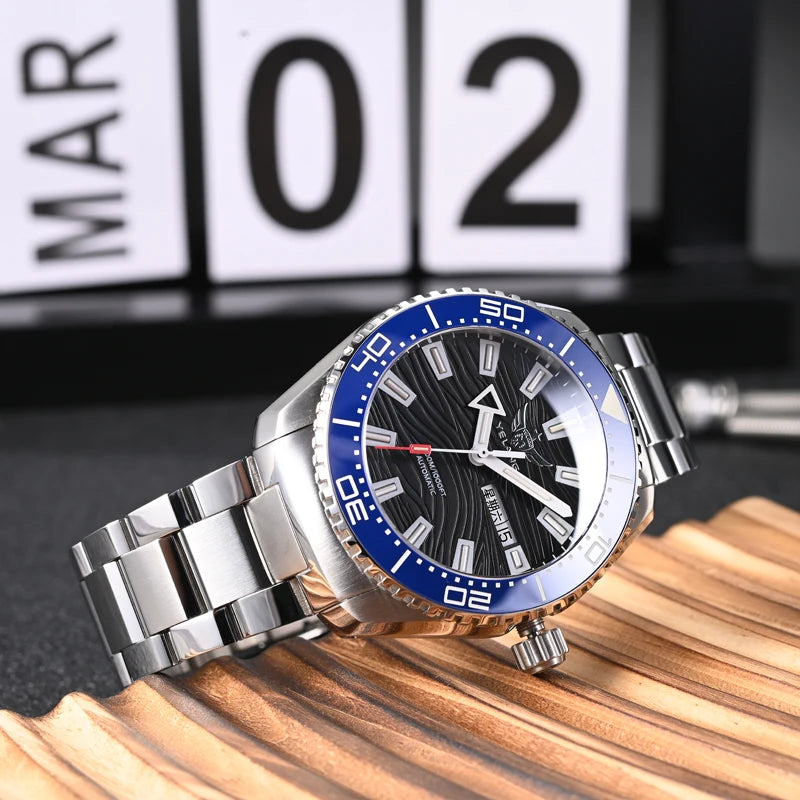 Yelang V5.2 Mechanical Watch 44M Rotatable Ceramic Bezel Sapphire Lens SW220 300m Super Waterproof Men's Diving Watch Reloj