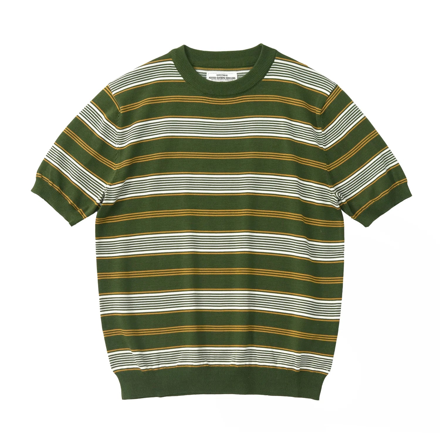 2025 Zomer Nieuwe Amerikaanse Retro 280G Korte Mouw O-hals Gebreid Gestreept T-shirt Heren Eenvoudig 100% Katoen Gewassen Casual Slim Tops