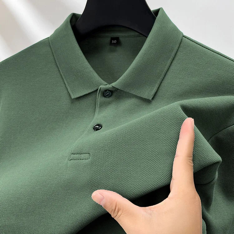 Men's 100% Cotton Polo Shirt, Four Seasons Universal Leisure Long Sleeve, Breathable Lapels T-shirt, Perfect and Durable for Golf Sports