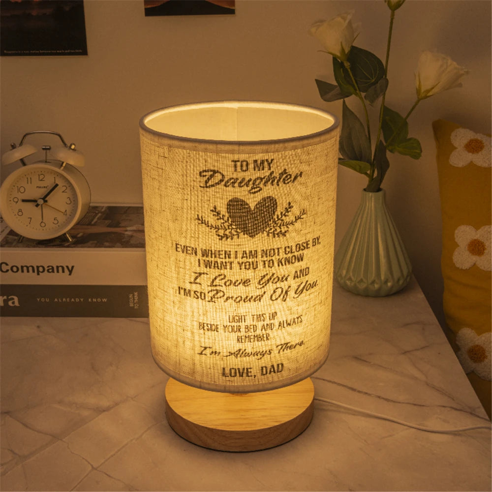 LED European Cloth Cover Table Lamp Solid Wood Base USB Plug Simple Nordic Bedroom Desktop Eye Protection Bedside Table Lamp