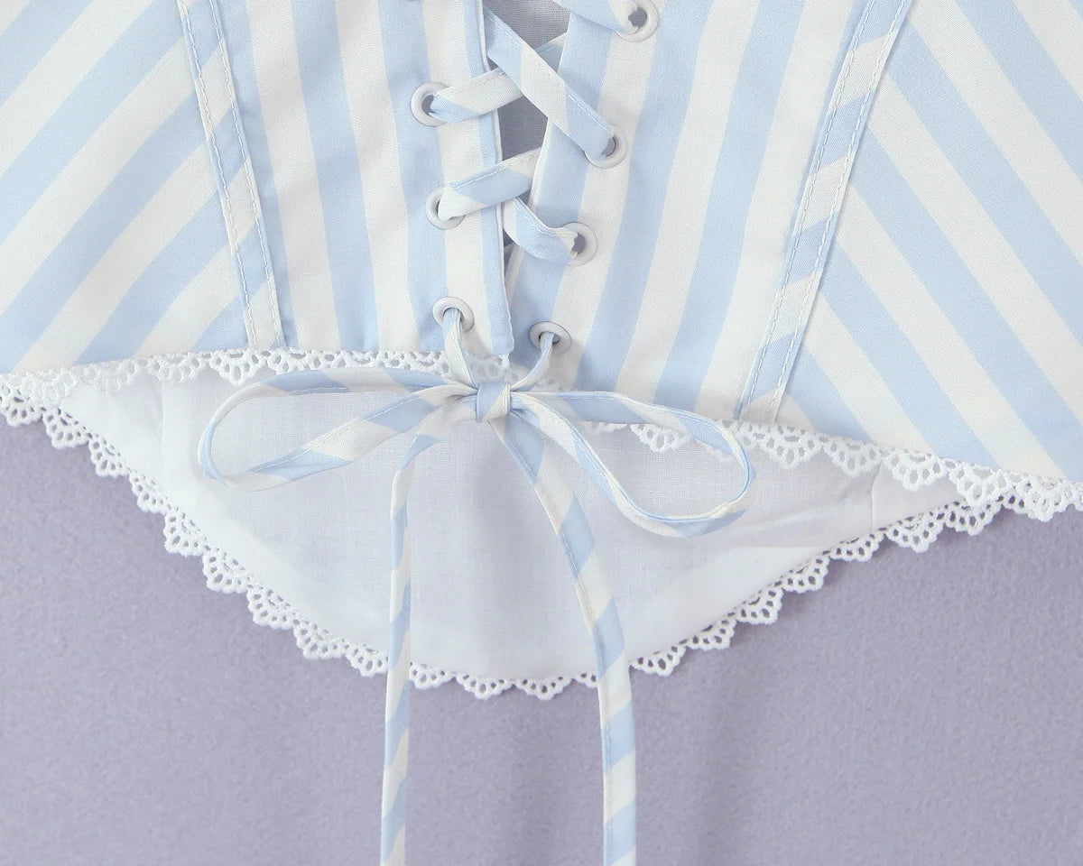 2025 Kanten gesplitste gestreepte korset camis dames kruis vetersluiting bandage rug vierkante hals zomer tanktop slim fit crop top