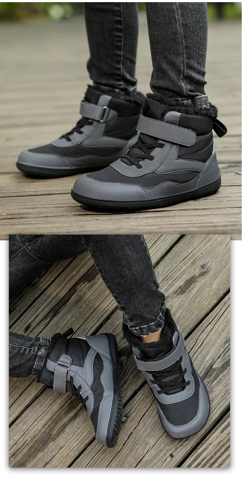 Kinderen brede neus blotevoeten sneeuwlaarzen comfortabele warme stijlvolle winter minimalistische sneakers voor jongens en meisjes, perfect voor peuters tot grote kinderen