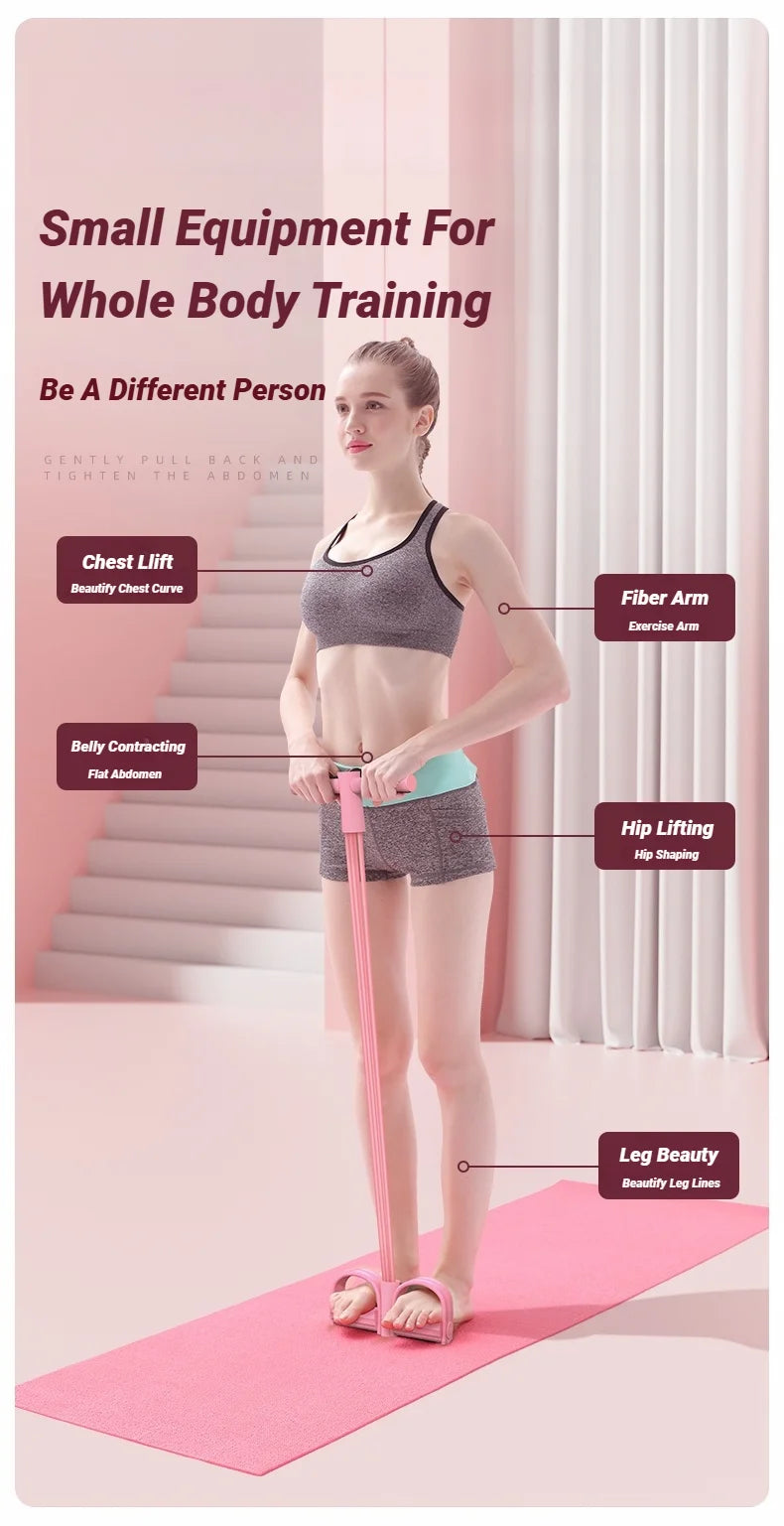 Vier-buisspanner Multifunctionele huishoudelijke fitness Yoga buikspierversterkende elastische band spankoord Sit-up hulpmiddel