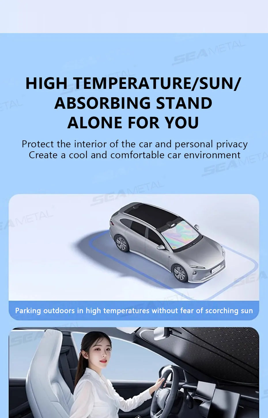 SEAMETAL 5-Layer Car Windshield Sun Shade Cover Foldable Thicken Front Window UV Refletive Sunshade Curtain Sun Protection Cover