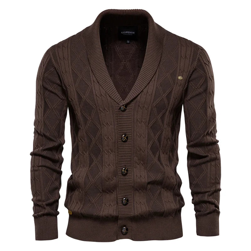 Men's Spliced Cardigan Streetwear Casual High Quality Cotton Sweater Winter Fashion Brand Cardigans for Men