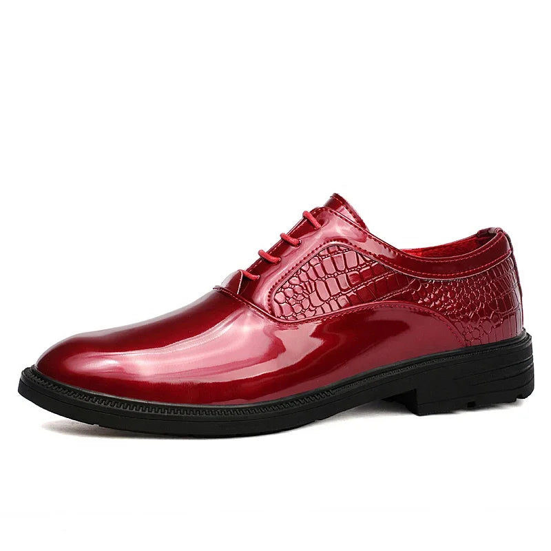 Fashion Mens Formal Dress Shoes Red White Male Business Office Men Oxfords Luxury Brand Wedding Shoes