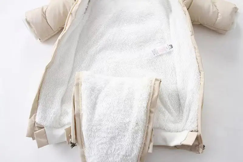 Winter Baby Rompers  Fur Lining Boys Jumpsuits Warm Fleece Padded Toddler Snowsuit Infant Outfit