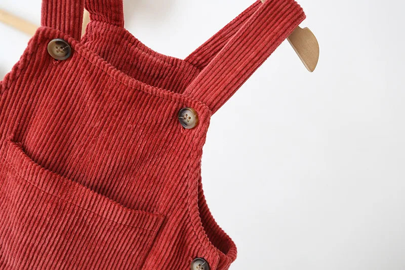 Baby Overalls Corduroy Jumpsuits Front Pocket Boys Girls Pants Kids Clothes For Children 0-3Y Unisex