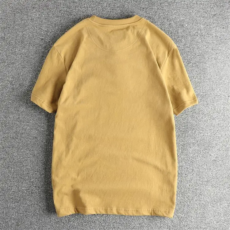 2025 Summer New American Retro Short Sleeve O-neck Letter Printed T-shirt Men's Fashion 100% Cotton Washed Casual Youth Tops