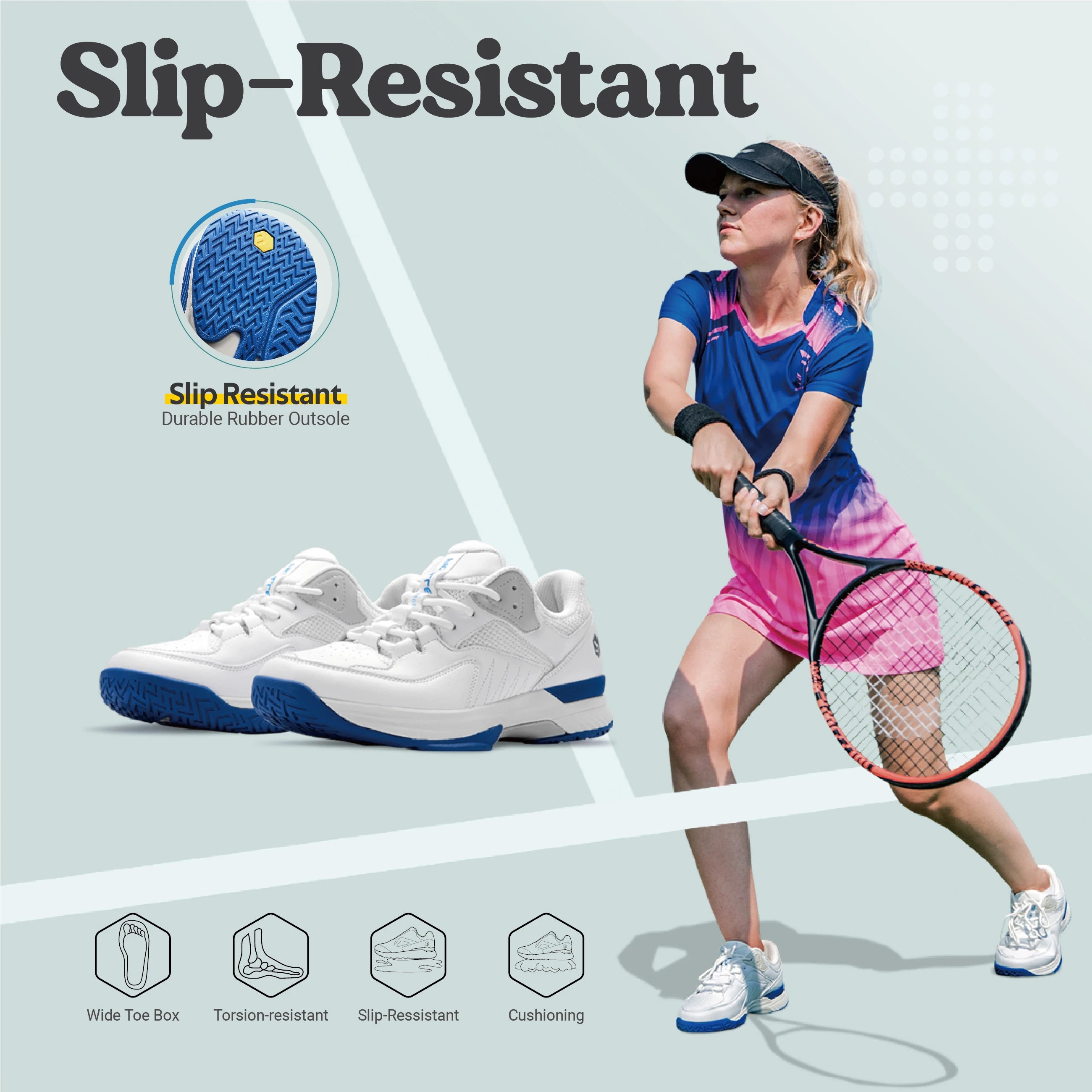 Men's Tennis Shoes Professional Training Sneakers Wear Resistant Anti-Slip Sweat Absorbent for Swollen Feet Arch Support