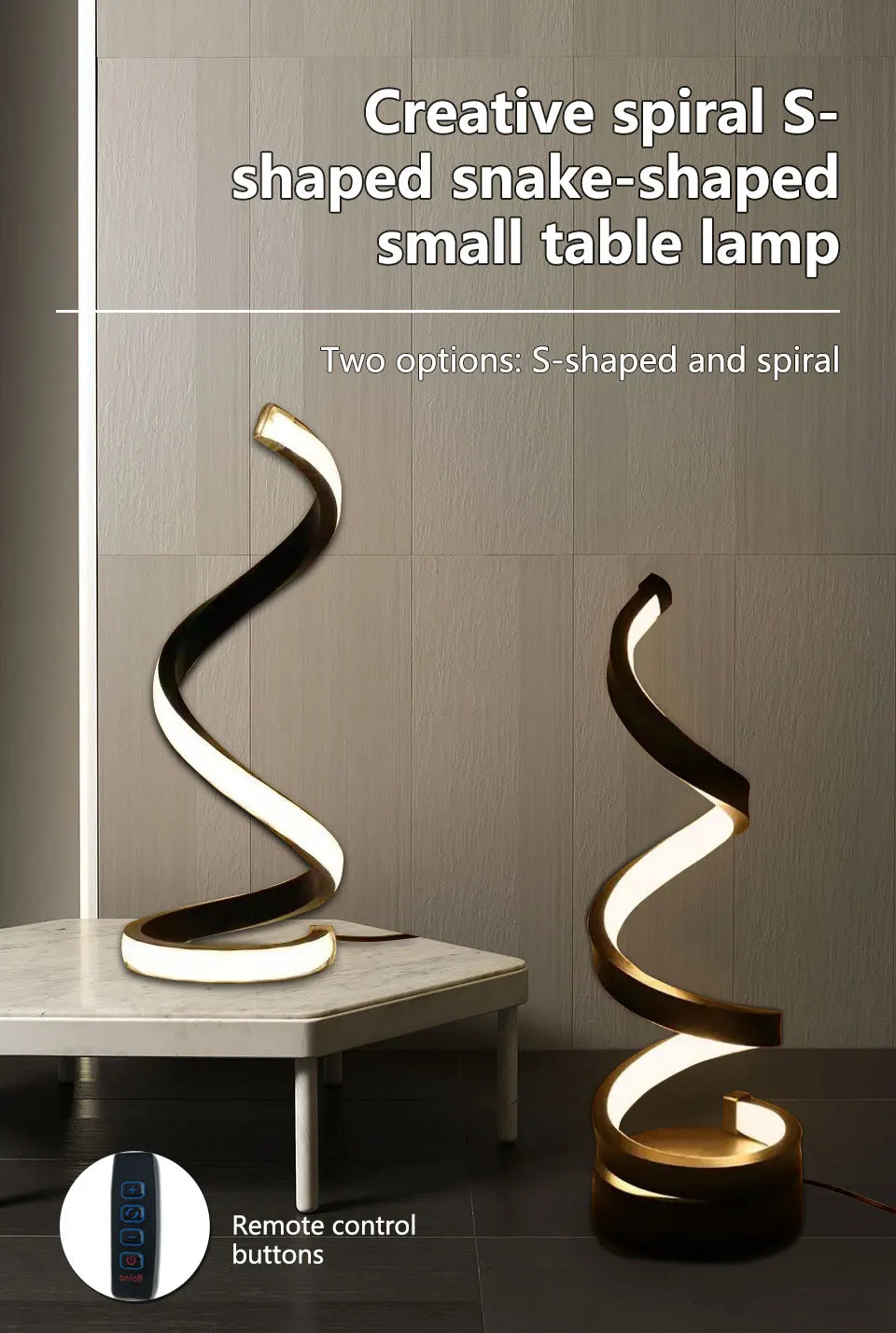 Modern Spiral Table LED Night Light Dimmable Desk Lamp Living Room Nightstand Lamp Bedside Table Study Office Bedroom Decoration