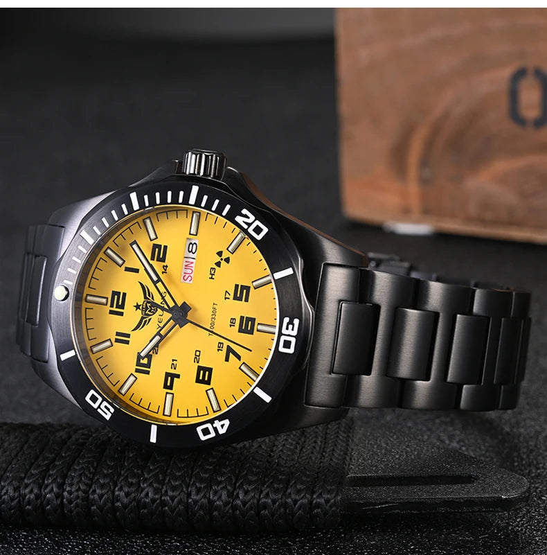 Yelang V1019 44MM Men's Mechanical Automatic Watch NH36 Movement 300M Waterproof Sapphire Lens 10BAR Deep Diving Stainless Steel Watch