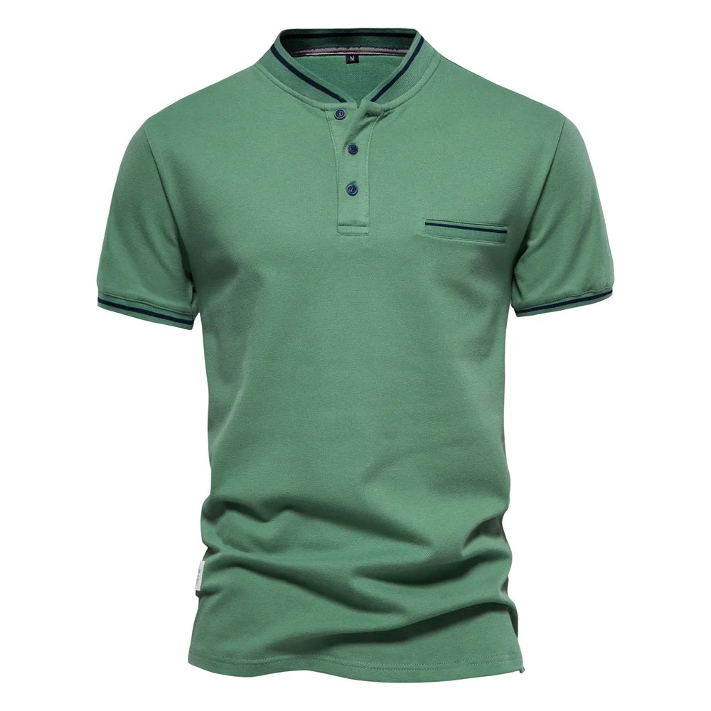 Men's Polo Shirts Cotton Short Sleeve Striped Contrast Colour Polo Shirts for Men Brand High Quality Social Polos Male