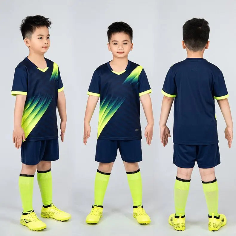 Boys Football Jersey tracksuit Child Soccer Sports Uniforms Kids Play Ball Sportswear Kits vest children's football suit Socks 1