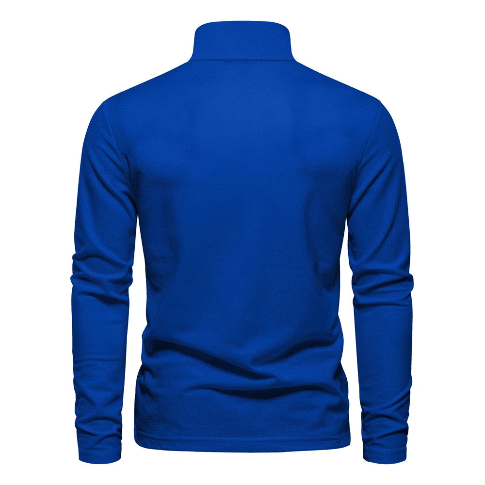 New Men's Deer Embroidery Polo Shirts Solid Colour Long Sleeve Social Business Male