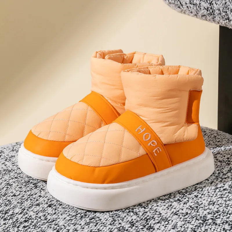 Unisex Snow Boots Ankle Boots PU Leather Winter Shoes Warm Anti-Slip Thick Bottom Shoes For Boys & Girls Size 36-41