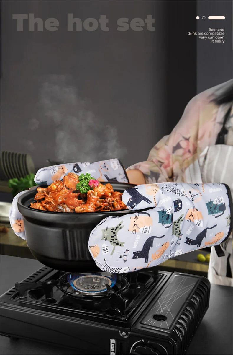 GIANXI Microwave Mitts Gloves  Anti-scald  Heat Resistant Insulation Non-slip Kitchen Tools Oven Mitts Baking Accessories