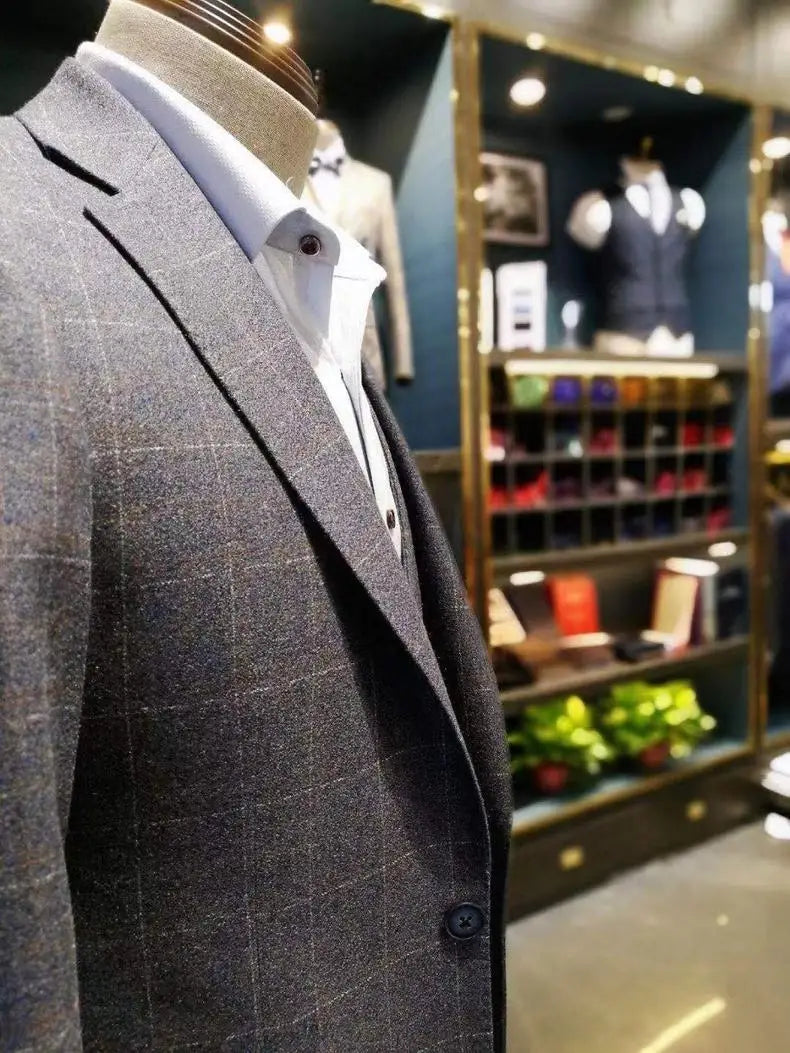 Men's Premium British Striped Suits, Business Formal Dress, Wedding, and Groom, Slim-Fit, Coat Vest & Pants -  Customized Sizes Available