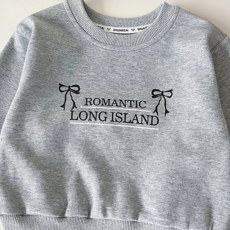 Girls Casual Hoodies Suit Simple Letter Sweatshirt and Pleated Skirt 2PCS Children's Autumn Outfit 2-7Y Girls