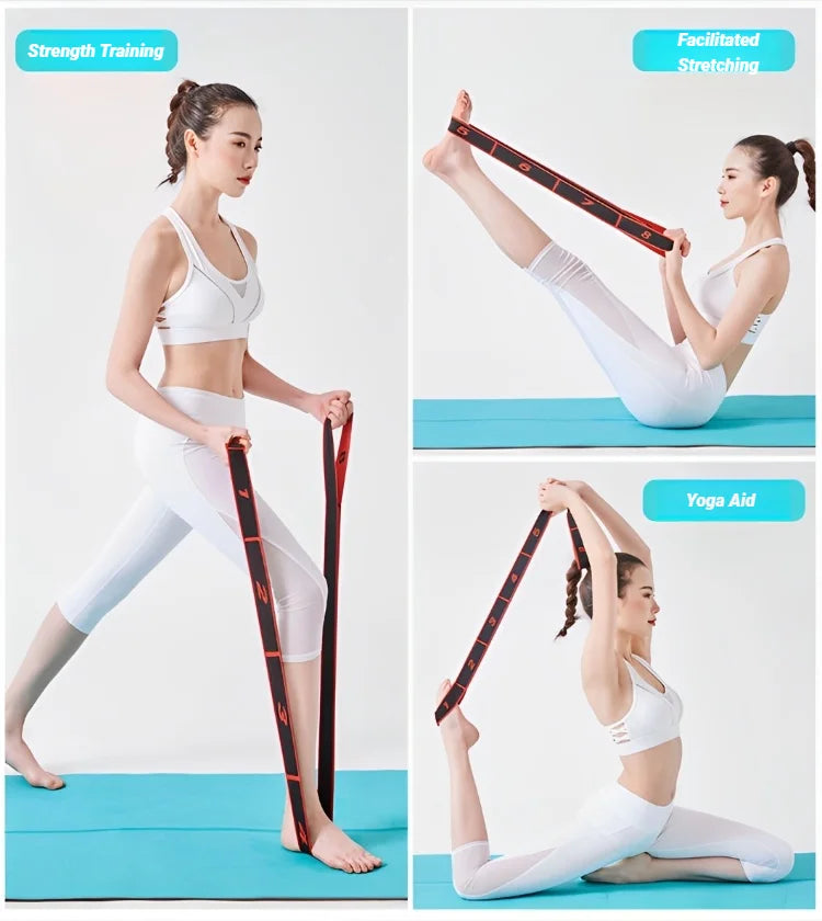 8 Section Style Dance Resistance Band Yoga Stretching Pilates Fitness Digital Elasticity Elastic Stretch Training Tension Belt