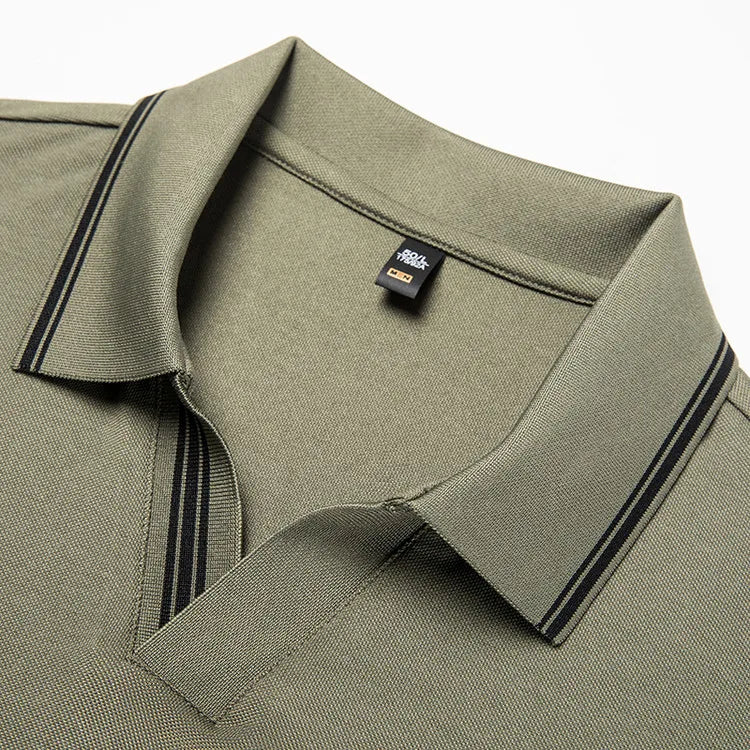 Men's Summer Hot Selling Seagull Collar Short-Sleeved Polo, High-Grade Quality Slim Fit Business Casual Short-Sleeved T-Shirt