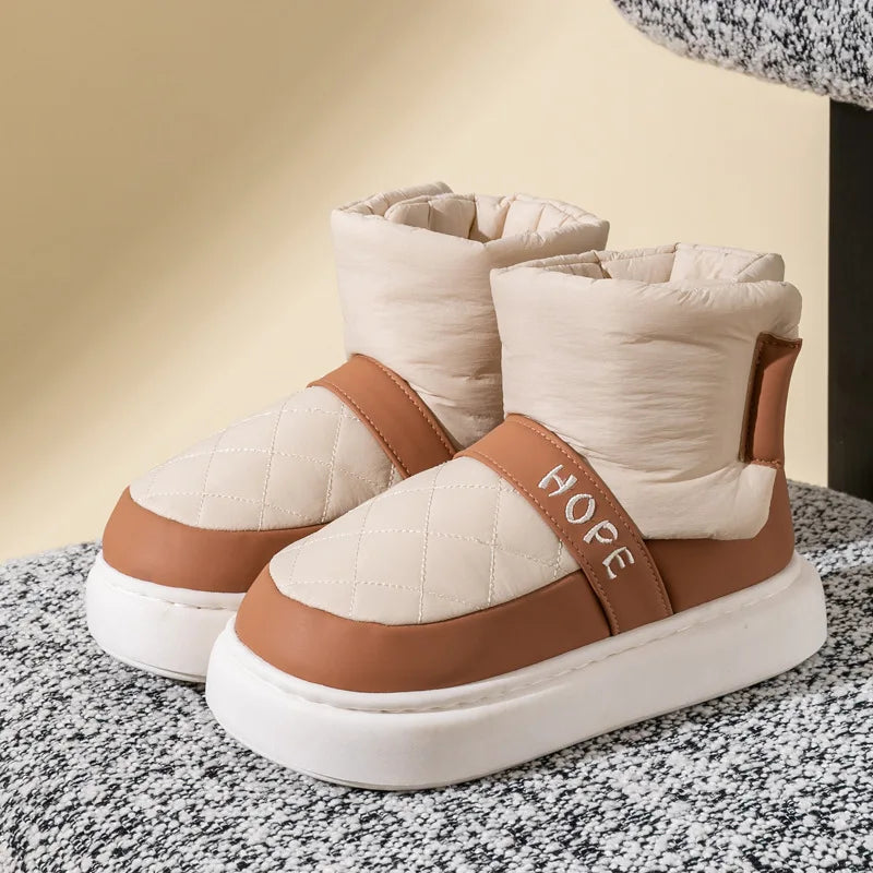 Unisex Snow Boots Ankle Boots PU Leather Winter Shoes Warm Anti-Slip Thick Bottom Shoes For Boys & Girls Size 36-41