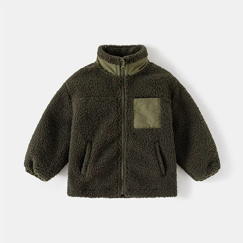 Herfst- en winterjas voor jongens, dikke jas met babydeeltjes, fluweel, opstaande kraag, top, trendy kinderkleding voor jongens van 1-6 jaar