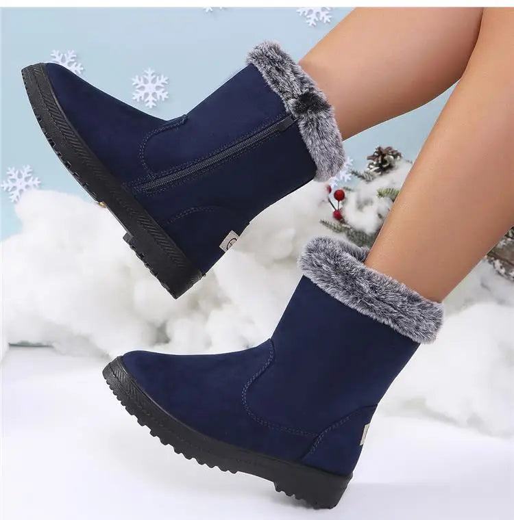 Winterlaarzen voor dames 2025 Trendschoenen Dames Platform Damesschoenen Platte Halfhoge Laarzen Platform Winterlaarzen voor dames Botas Mujer