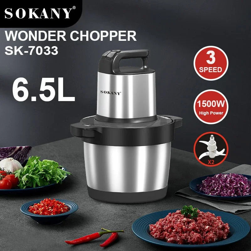 Meat Grinder Kitchen Chopper 3 Gear Electric Meat Grinders Stainless Steel Vegetable Food Processor Blender Mixer Garlic Crusher